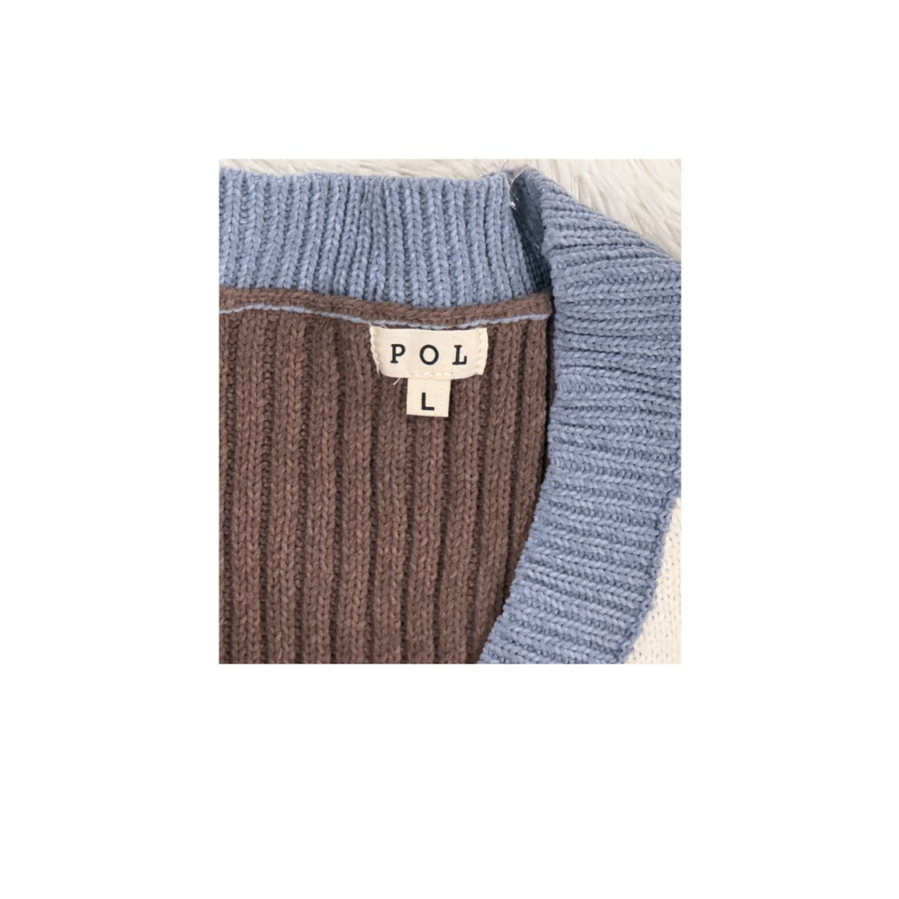 POL Patchwork Button-Down Cardigan Sweater - Size… - image 4